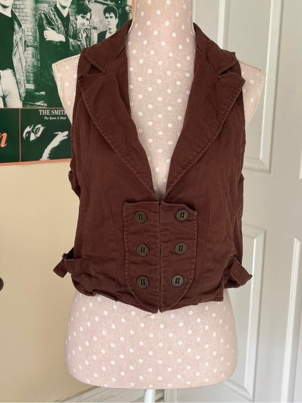 Women's Brown Double-Breasted Vest Jacket